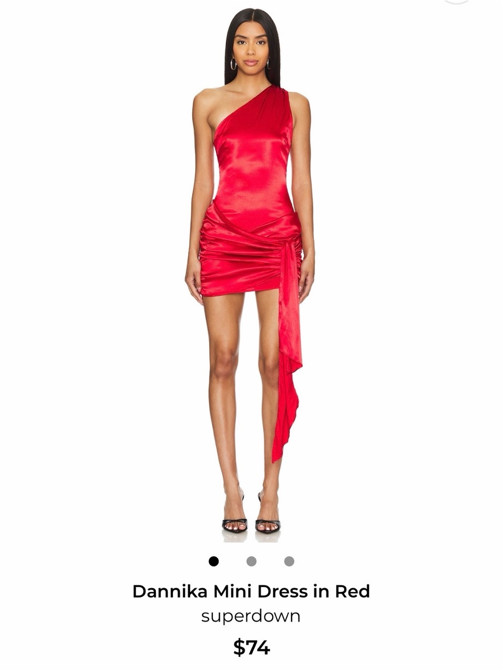 superdown One-Shoulder Satin Mini Dress in Red